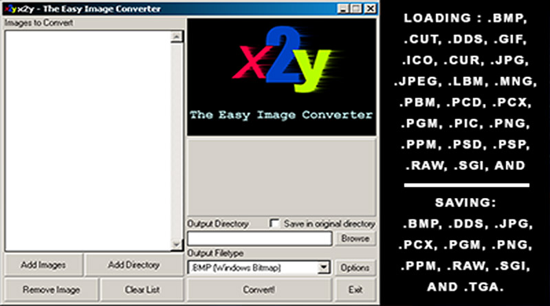 x2y the easy image converter for Windows PCs